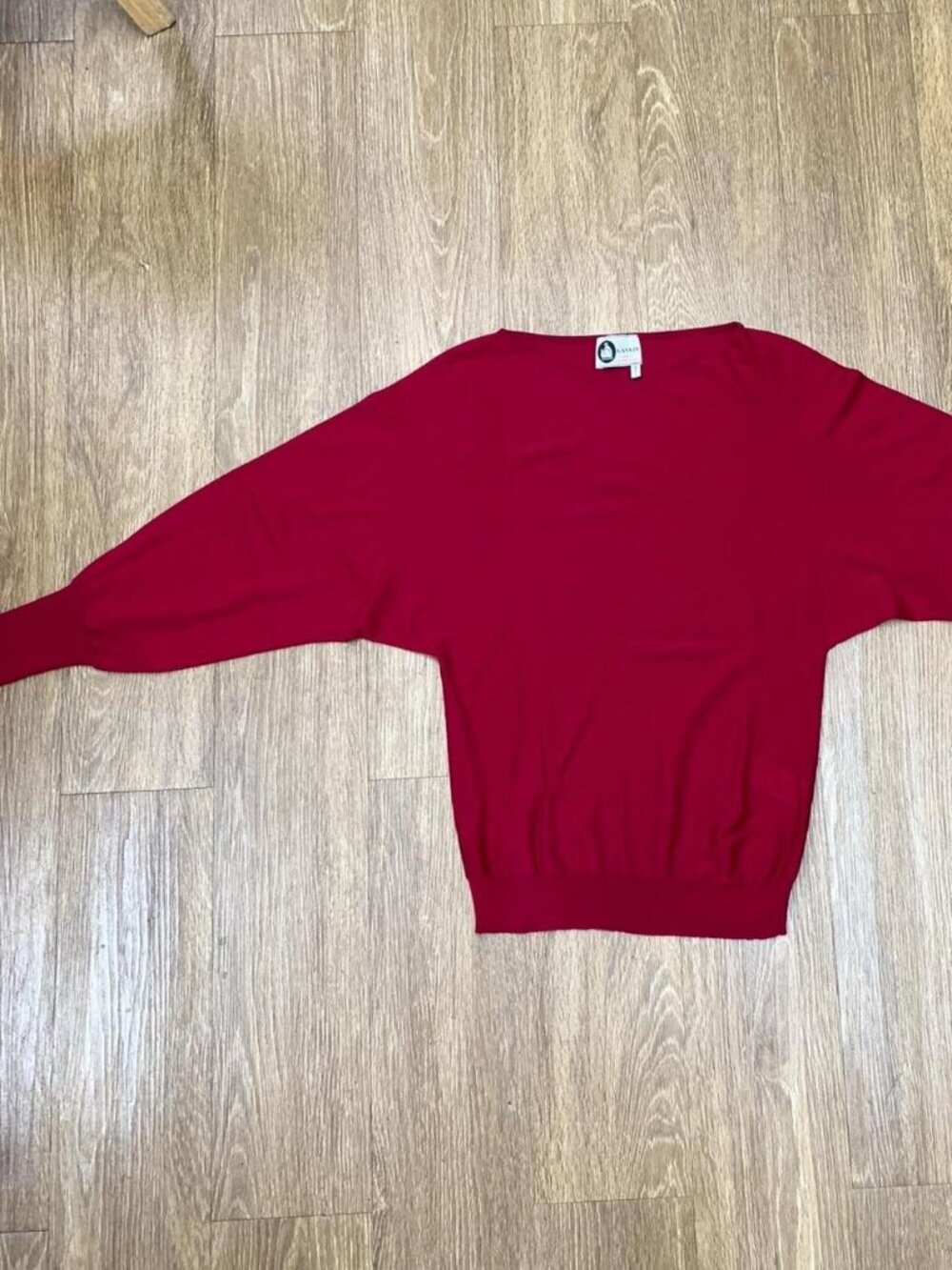 60s LANVIN Red Knit No Seam Cashmere Made in Italy Sweater - Small